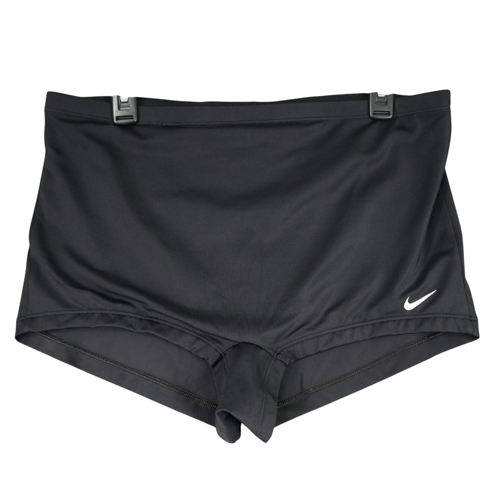 Nike Swim Shorts Women‎ 1X Black Swoosh Logo High Waisted Athletic Swimwear